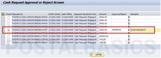 Cash remittance to Branch Office
