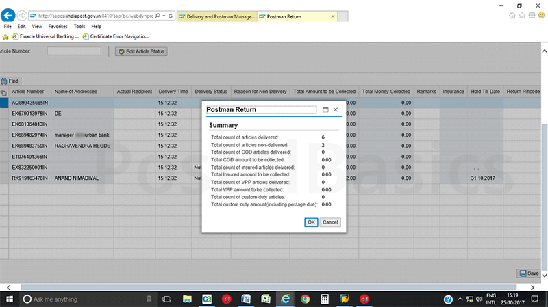 Accountable Mails Individual - DPMS Process