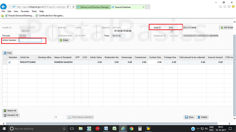 Accountable Mails Individual - DPMS Process