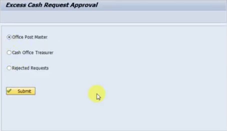Excess cash-request-approval