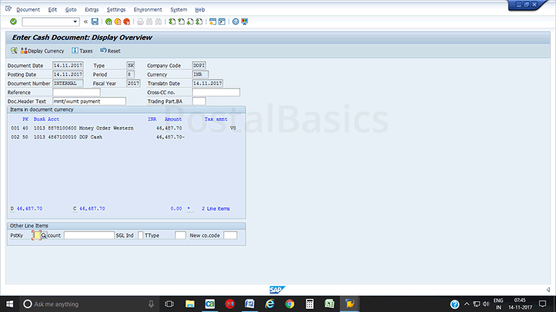 MMT/WUMT or Cash Conveyance Payment in SAP module