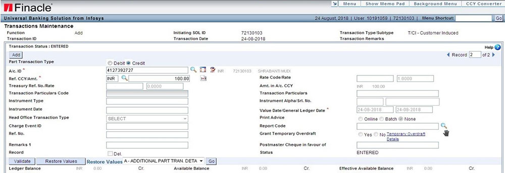 Funding RICT SB Account